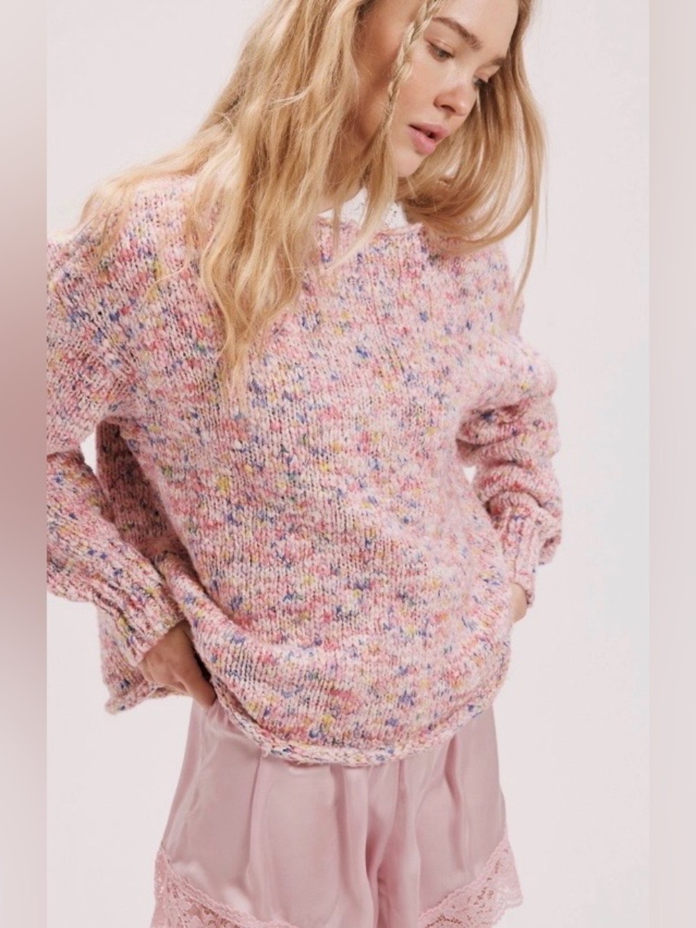 Free People Coastline Space Dye Knit Pullover Size Medium NWT